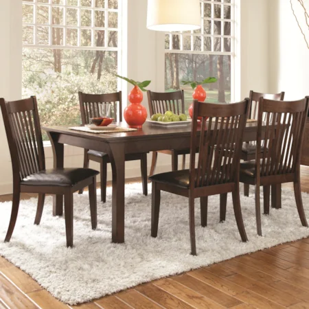 Casual Seven Piece Dining Set with Vinyl Seat Chairs