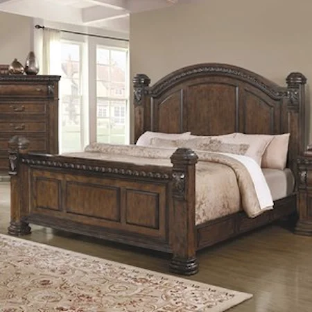 Traditional Queen Bed in Warm Bourbon Finish