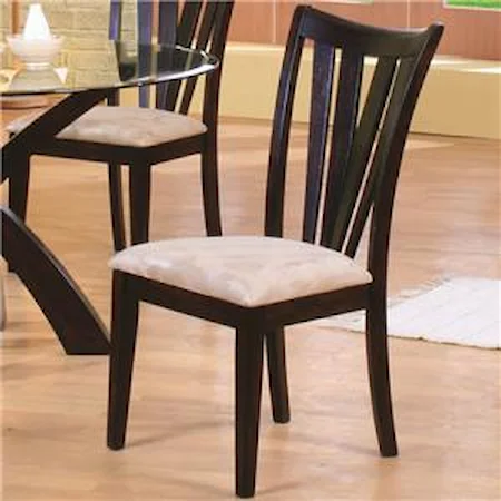 Contemporary Vertical Slat Side Chair with Fabric Seat