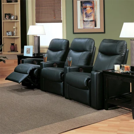 Casual Upholstered Reclining Theater Group