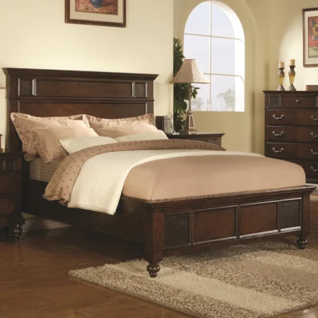 California King Platform Style Bed with Dark Cherry Finish