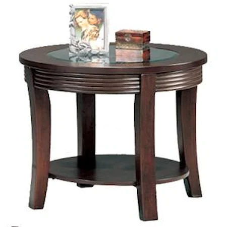 Round End Table with Glass Top