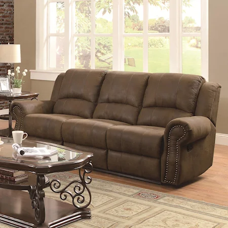 Traditional Reclining Sofa with Nailhead Studs