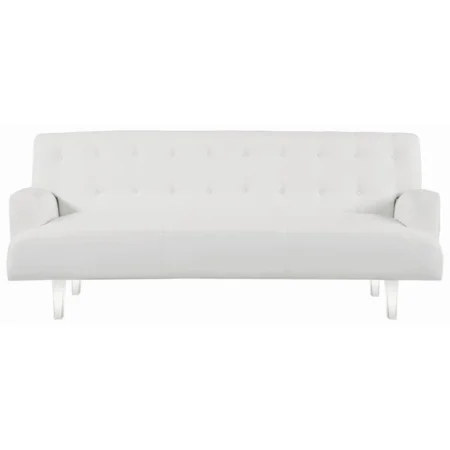 Tufted Leatherette Sofa Bed with Clear Acrylic Legs