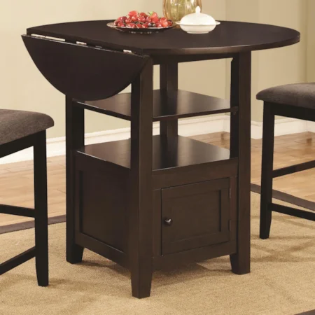 Drop Leaf Counter Height Table with Storage