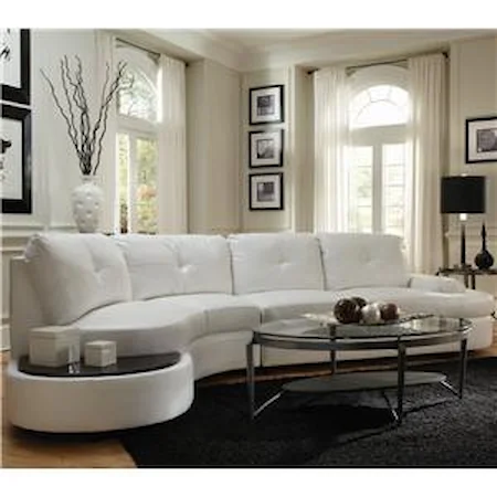 Contemporary Sectional Conversation Sofa with Built-In Table