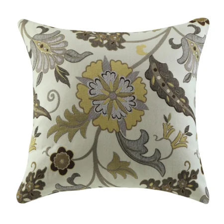 Brown and Gold Floral Pillow