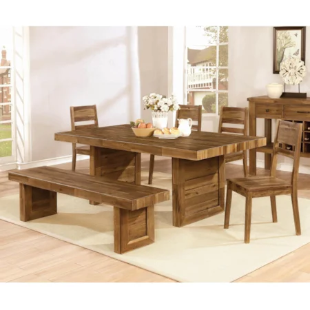 6 Piece Table and Chair Set with Bench