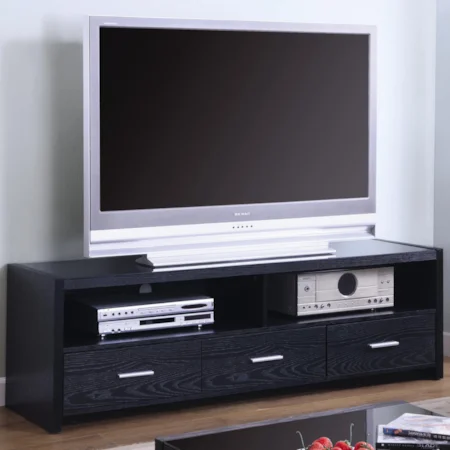Contemporary Media Console with Shelves and Drawers