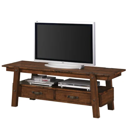 Casual TV Console in Rustic Pecan Finish