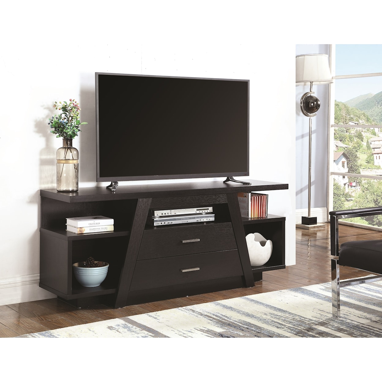 Coaster TV Stands 721110 Contemporary Black TV Stand | Knight Furniture ...