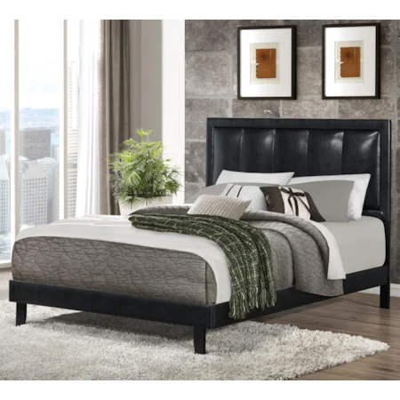 Queen Granados Upholstered Bed with Black Leatherette