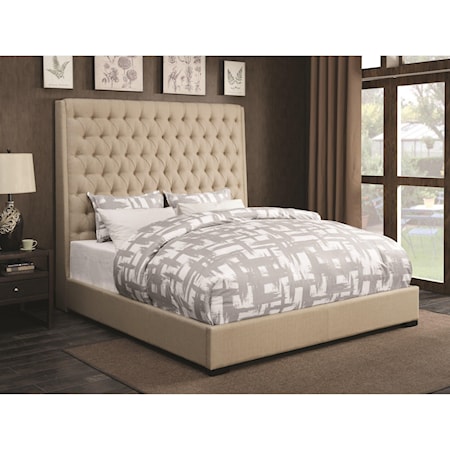Upholstered Queen Bed with Diamond Tufting