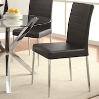 Contemporary Dining Chair with Black Vinyl Seat Cushion (Set of 4)