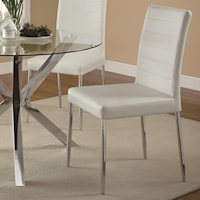 Contemporary Dining Chair with White Vinyl Seat Cushion (Set of 4)