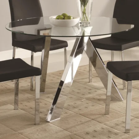 Contemporary Glass-Top Dining Table with Chrome Base