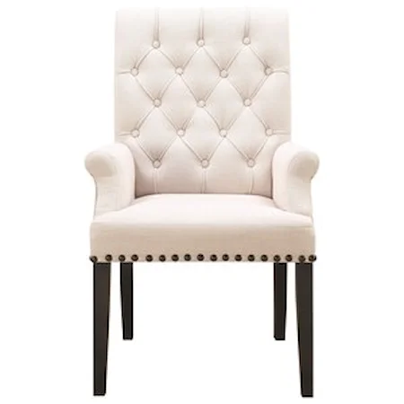Upholstered Dining Arm Chair with Diamond Tufting