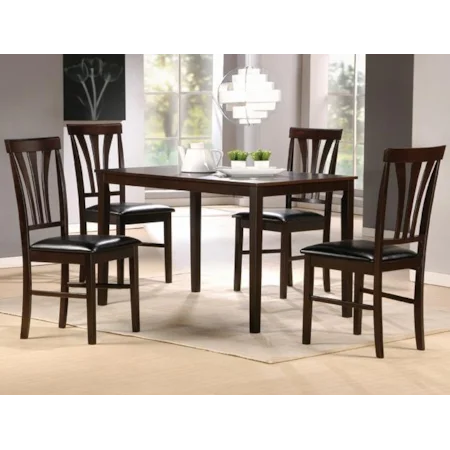 Contemporary 5 Piece Dining Set with Vinyl Seating