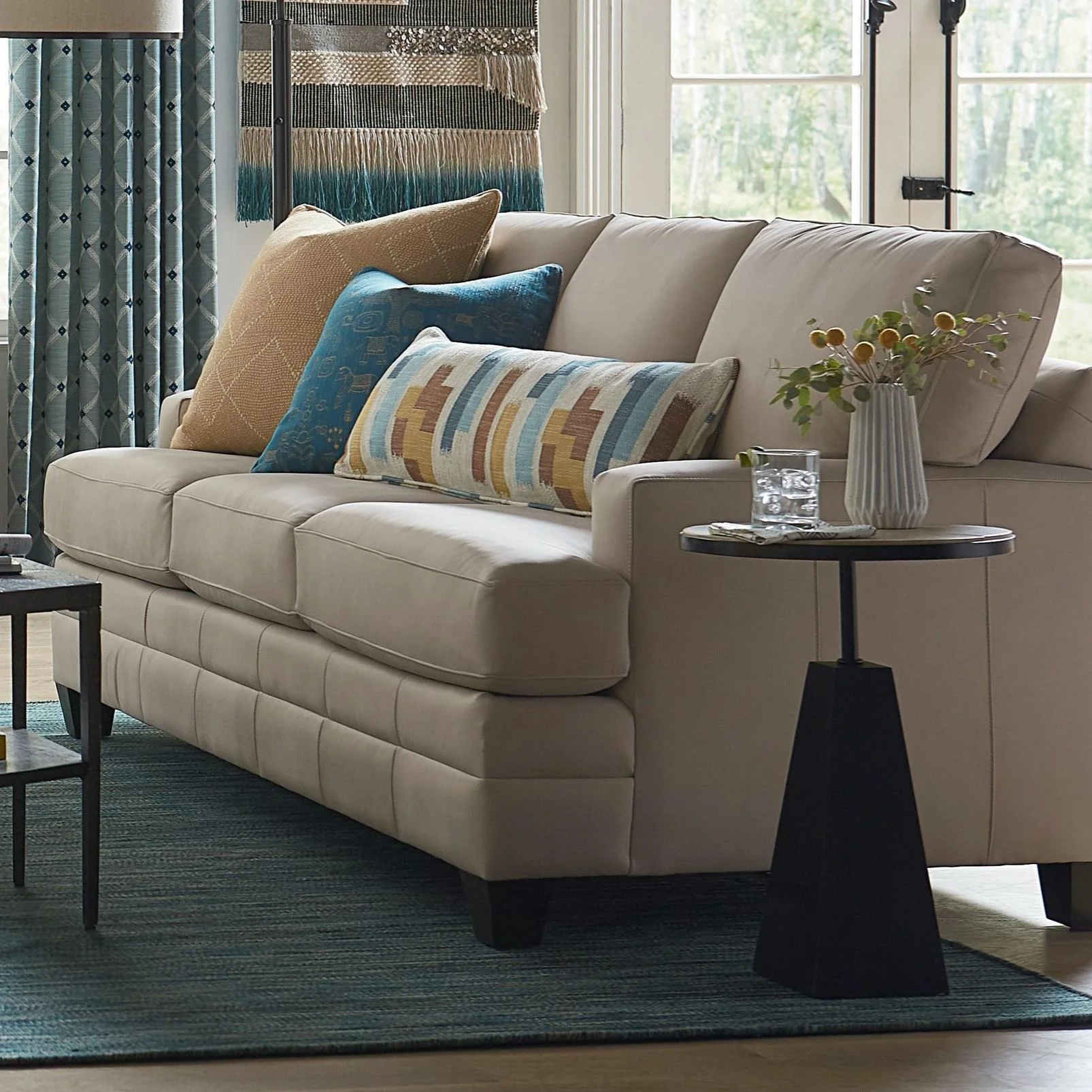 Bassett Carolina Upholstered Stationary Leather Sofa Bassett of Cool