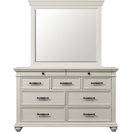 Dresser and Mirror Set