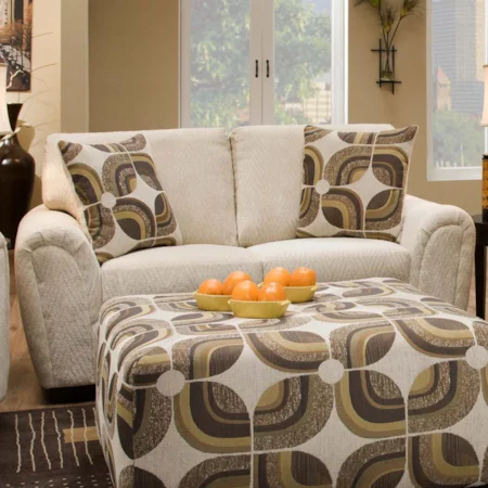 Casual and Contemporary Loveseat with Rolled Track Arms