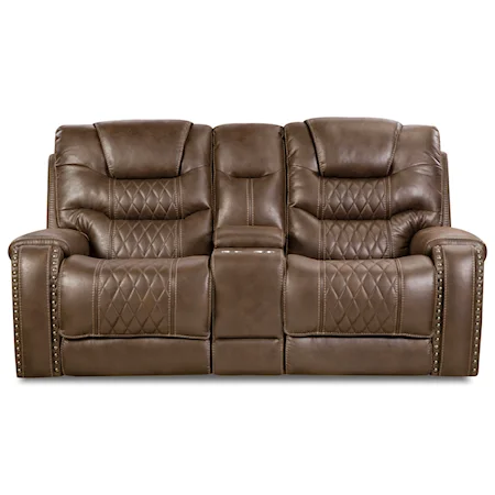 Power Headrest Reclining Console Loveseat