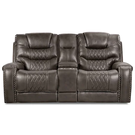 Casual Power Headrest Reclining Console Loveseat