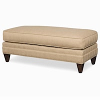 Wide Ottoman with Tapered Wood Feet