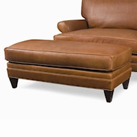 Wide Ottoman with Tapered Wood Feet