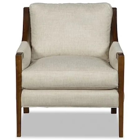 Transitional Chair with Wood Arms and Trim