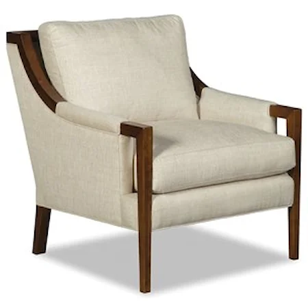 Transitional Exposed Wood Accent Chair