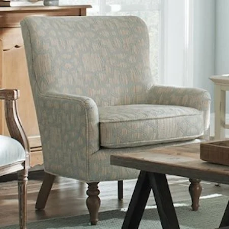 Transitional Chair with Wing Back and Turned Legs