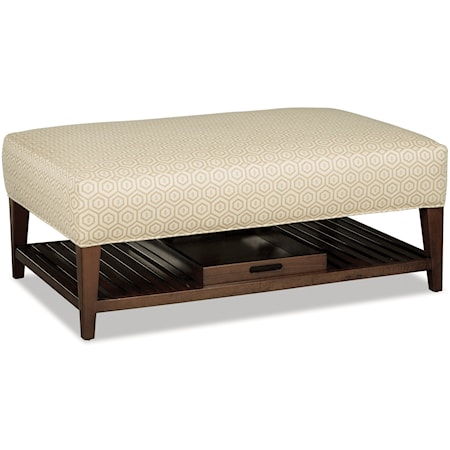 Contemporary Rectangular Ottoman with Storage Tray
