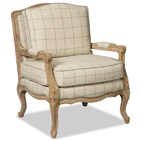 Traditional Carved Wood Chair with Upholstered Seat