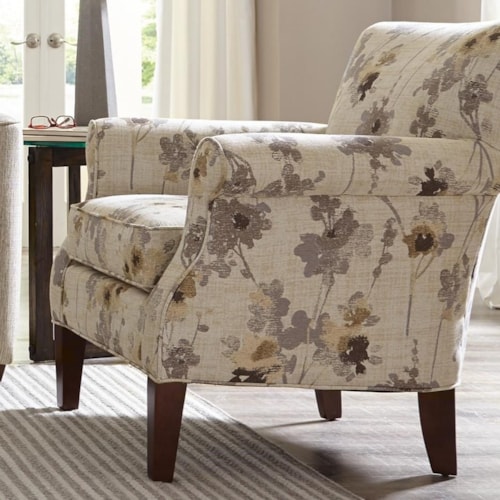 Transitional Accent Chair with Exposed Wood Legs