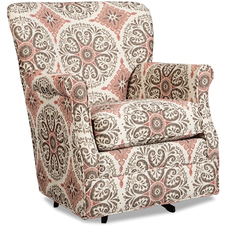Transitional Swivel Glider Chair with Flare Arms