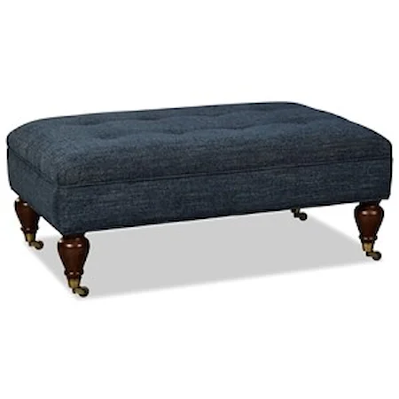 Transitional Tufted Ottoman with Casters