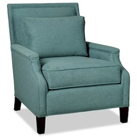 Transitional Chair with Tailored Design and Kidney Pillow