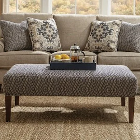 Rectangular Cocktail Ottoman with Brass Nails