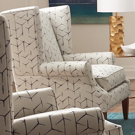 Transitional Wing Chair with Scoop Arms