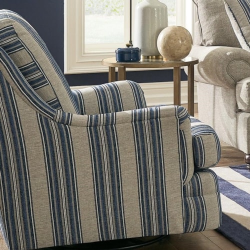 Transitional Swivel Chair with English Arms