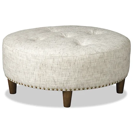 Contemporary Cocktail Ottoman with Tufting and Nail-Head Trim
