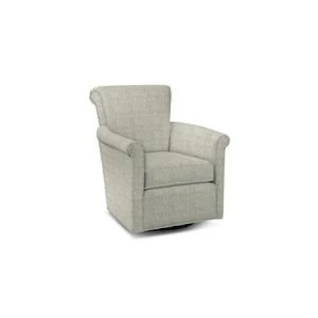 Transitional Swivel Glider Chair with Rolled Arms and Back