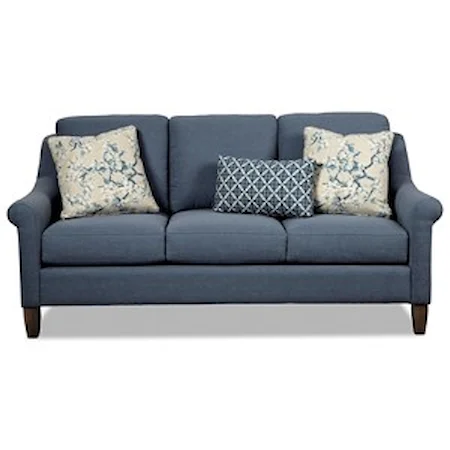 Transitional Sofa with Rolled Arms and Wing Back