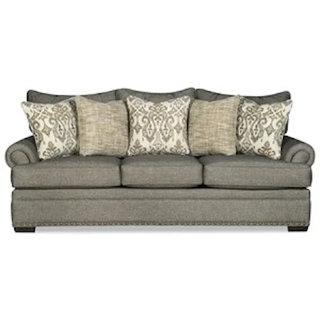 Transitional Sofa with Large and Medium Nailhead Studs