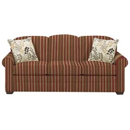 Casual Stationary Sofa with Sock Arms and Wood Feet