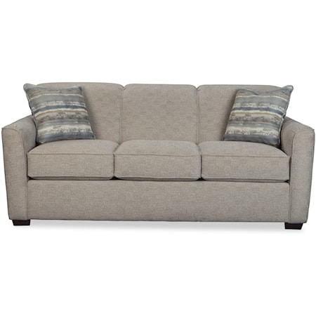 Contemporary Sleeper Sofa with Flared Track Arms and Memory Foam Mattress