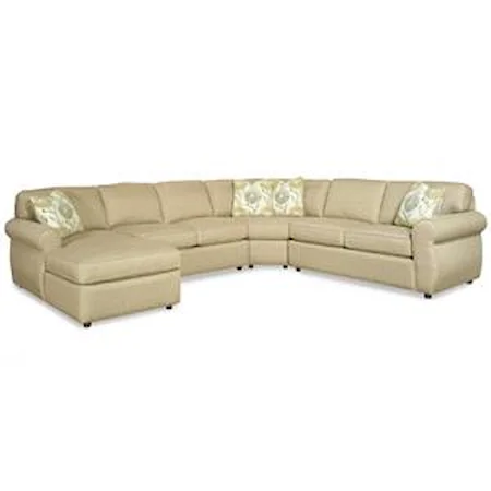 Transitional Four Piece Sectional Sofa with Rolled Arms