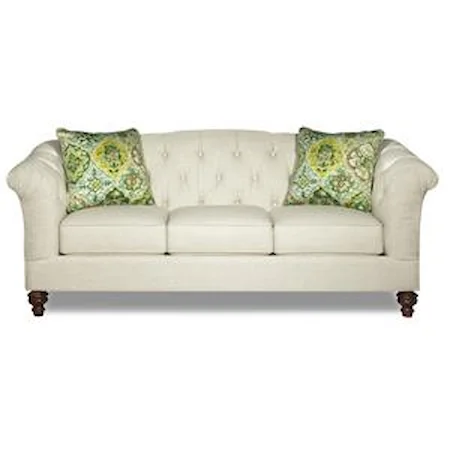 Button-Tufted Sofa with Flared and Pleated Arms