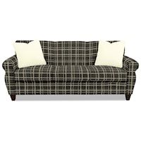 Transitional Stationary Sofa with Rolled Arms and Tapered Wood Feet